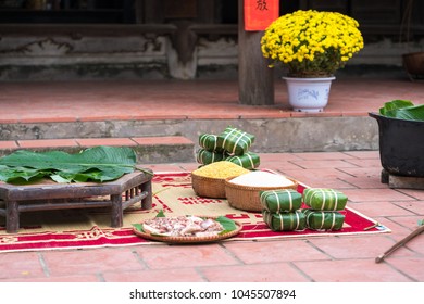 Ingradients to make Chung cake, the most important food of Vietnamese lunar new year Tet