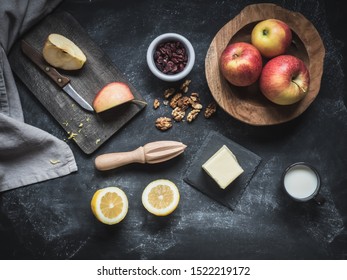 Ingredients For Apple Pie. Overhead Shot.