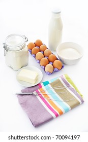 Ingredients For Baking: Milk,flour,butter,eggs,sugar