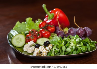 Ingredients Fresh vegetable salad with feta cheese - Powered by Shutterstock