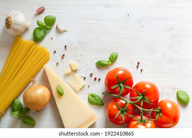 Ingredients Italian Food Cuisine On White Background