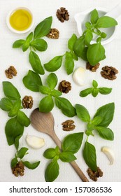 Ingredients for walnut-basil pesto
