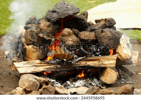 Inipi Ritual, Stones Warming by Sacred Fire