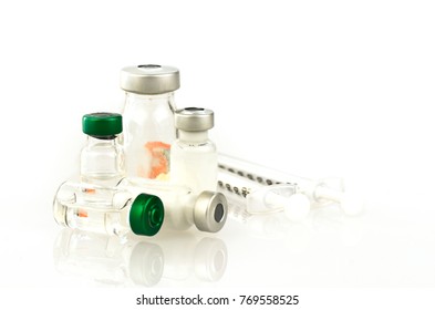 Injection Pharmaceutical Dosage Form On White Background.