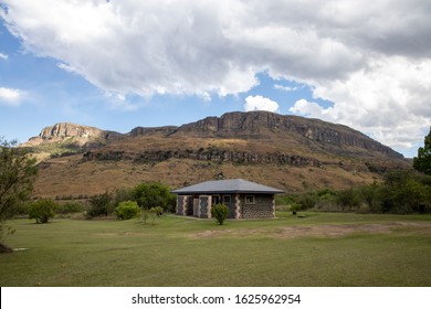 Injisuthi Campsite In Central Drakensberg Panoramas With Drakensberg Mountains In The Background And Campsite In South Africa