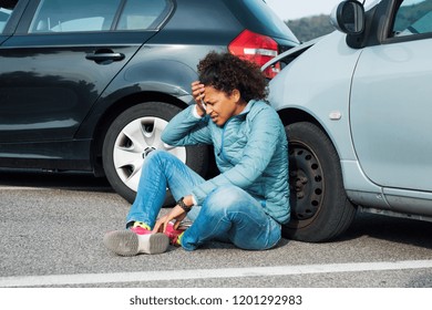 Injured Black Woman After Bad Car Accident