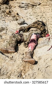 Injured United States Army ranger in the mountains