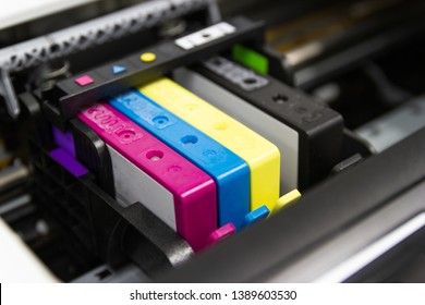 An ink cartridge or inkjet cartridge is a component of an inkjet printer that contains the ink four color - Shutterstock ID 1389603530