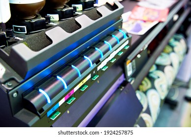 Ink level indicators for color industrial textile printer cartridges - Shutterstock ID 1924257875