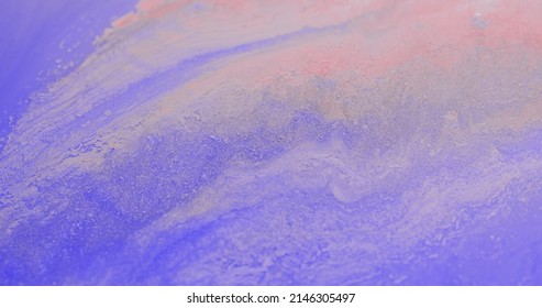 Ink Mix. Paint Stroke Texture. Watercolor Blend. Defocused Pastel Peach Pink Blue Color Gradient Decorative Abstract Art Background.