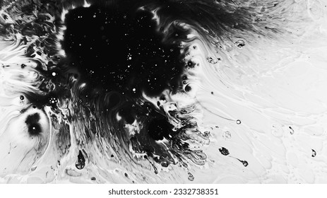 Ink pattern. Liquid swirl. Mud fluid spreading on dirty grunge texture spatters oil watercolor design mystery abstract illustration.