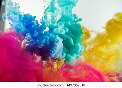 ink rainbow color splash in water mix