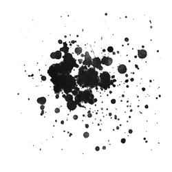 abstract ink black of stain or splash black watercolor paint and liquid ...