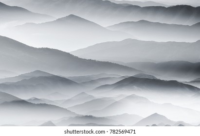 Ink and wash mountains and rivers - Powered by Shutterstock