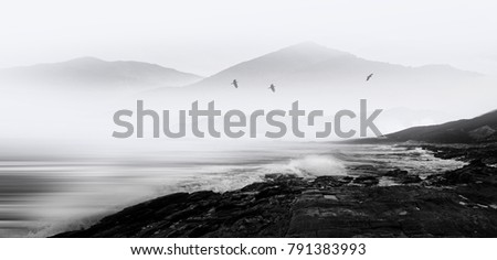 Similar – Dunkle Regenwolken an der Küste der Isle of Skye in Schottland