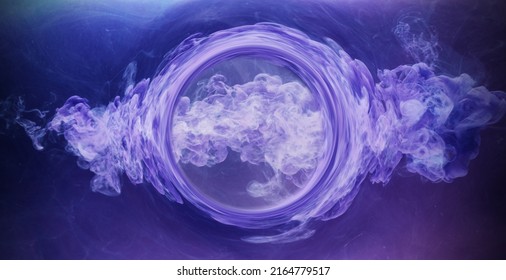 Ink Water Burst. Fantasy Time Travel Portal. White Paint Flow. Purple Creative Abstract Background Shot On Red Cinema Camera 6k.