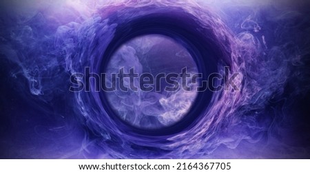 Ink water burst. Fantasy time travel portal. White paint flow. Purple creative abstract background shot on Red Cinema camera 6k.