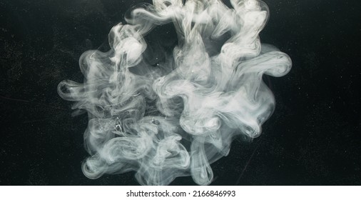 Ink Water Explosion. Fluid Splash. Logo Reveal Layer. White Grey Color Smoke Cloud Motion On Flaking Dark Black Abstract Art Background Shot On Red Cinema Camera 6k.