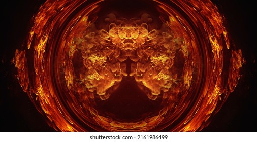 Ink Water Round Portal. Color Mist Flow. Logo Reveal Effect. Brown Orange Fume Mix Motion Abstract Art Background Shot On Red Cinema Camera 6k.