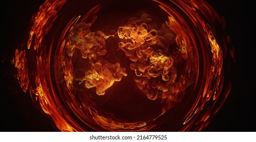 Ink Water Round Portal. Color Mist Flow. Logo Reveal Effect. Brown Orange Fume Mix Motion Abstract Art Background Shot On Red Cinema Camera 6k.