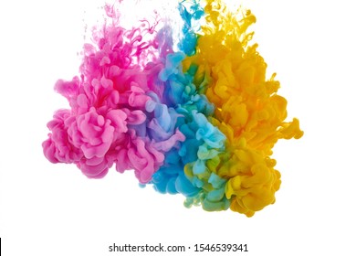 Ink in water. Splash acrilyc paint mixing. Multicolored liquid dye. Abstract  sculpture background color - Shutterstock ID 1546539341