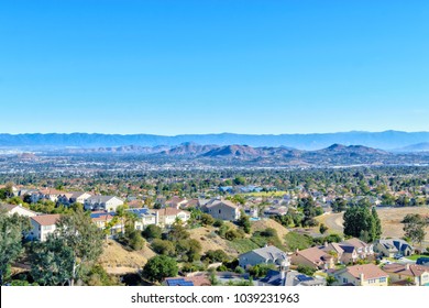 Inland Empire Southern California On Clear Spring Morning With No Smog