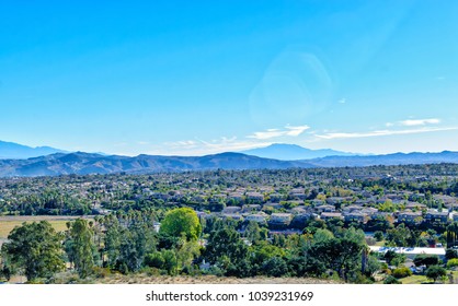 Inland Empire Southern California On Clear Spring Morning With Mountains In Background