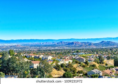 Inland Empire Southern California On Clear Spring Morning Looking East