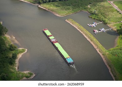 inland waterway on the River Elbe bird's-eye view