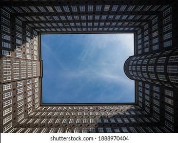 Inner Courtyard Facade Of Historical Building Sprinkenhof Brick Expressionist Architecture Kontorhaus Hamburg Germany