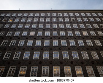 Inner Courtyard Facade Of Historical Building Sprinkenhof Brick Expressionist Architecture Kontorhaus Hamburg Germany