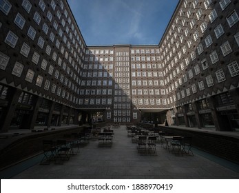 Inner Courtyard Facade Of Historical Building Sprinkenhof Brick Expressionist Architecture Kontorhaus Hamburg Germany