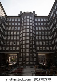 Inner Courtyard Facade Of Historical Office Building Sprinkenhof Brick Expressionist Architecture Symmetry Kontorhaus Hamburg Germany Europe