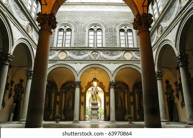Inner courtyard of Medici Riccardi Palace. Florence, Italy