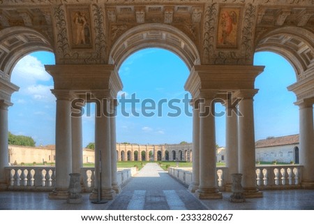 Inner courtyard of Palazzo Te in Italian town Mantua.