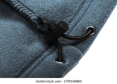 Inner Drawcord Of A Blue Fleece Jacket, Close-up Photo