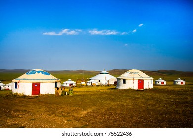 Inner Mongolia Yurt In The Grass Land.