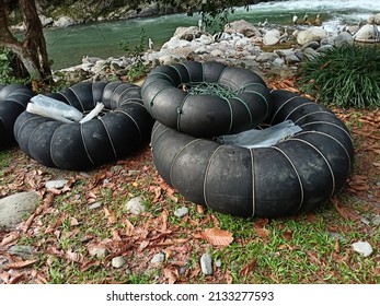 Inner Tube To Be Used In Bahorok  Tubing River, Bukit Lawang, February 5, 2022