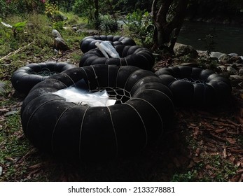 Inner Tube To Be Used In Bahorok  Tubing River, Bukit Lawang, February 5, 2022