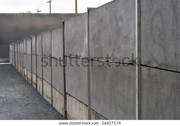Inner wall. Berlin Wall at Bernauer Strase where\
you can see section of the border with inner and outer walls and no\
man\'s land.
