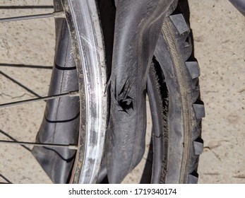 innertube exploded detail, flat tire bicycle problem