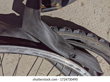 innertube exploded detail, flat tire bicycle problem