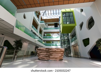 Innopolis Russia - August, 02 2021: Hall And Reception Desk Interior Of Innopolis University, Russia.