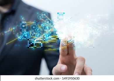 Innovation futuristic digital data binary code background technology