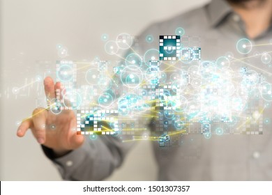 Innovation futuristic digital data binary code background technology