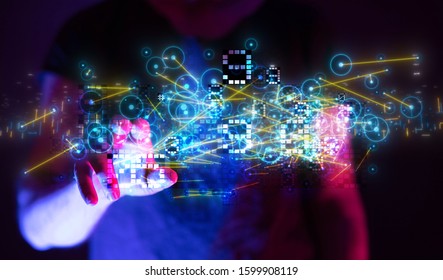 Innovation futuristic digital data binary code background technology