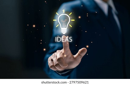 Innovation idea concept with creative thinking, business development, strategic planning, problem solving, entrepreneurship, digital transformation and growth opportunities.