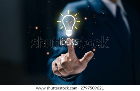 Innovation idea concept with creative thinking, business development, strategic planning, problem solving, entrepreneurship, digital transformation and growth opportunities.