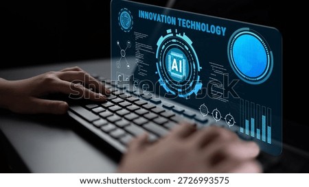 Innovation technology driven by Artificial Intelligence (AI). A concept of future tech development, machine learning, and business process automation. Motif