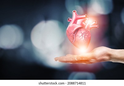 Innovative medicine concept. Heart symbol in hands